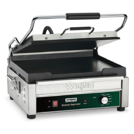 Waring WFG275K Tostato Supremo® Panini Grill Full Size 14"x14" Flat Cast Iron Cooking Surface