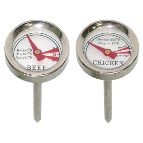 Chef Master 40146Y Mr. Bar-B-Q® Meat Grilling Thermometer Set Of 2 (1) Beef & (1) Chicken