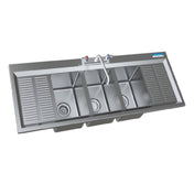 BK Resources DDI3-10141028-12T-PG - Drop-In Sink, Deep Drawn, Three Compartment