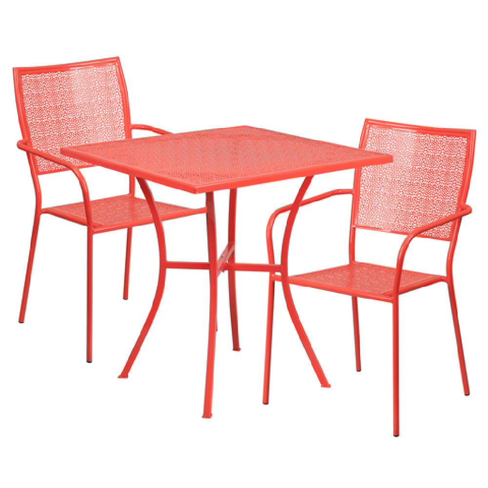 Flash Furniture CO-28SQ-02CHR2-RED-GG Patio Table Set Includes (1) Table: 28"W X 28"D X 28-1/4"H