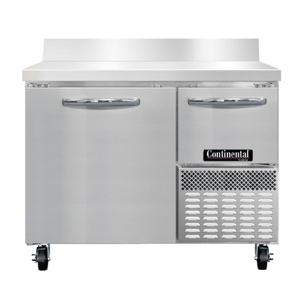 Continental Refrigerator FA43NBS Freezer Base Worktop Unit 43"W 300 Series Stainless Steel Work Top With 6"H Backsplash