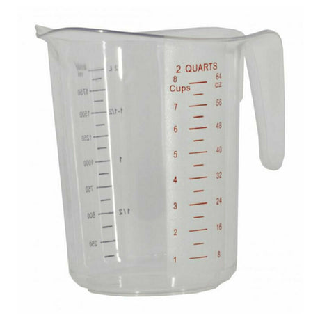 Omcan 80573 (80573) Measuring Cup 2 Quart (1900ml) Capacity Raised External Markings Quarts & Liters