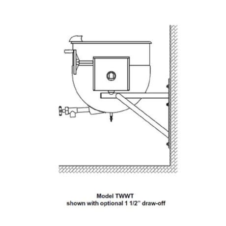 Legion TWWT-100MV Direct Steam Tilting Wall-Mount Kettle With Mixer 100-gallon