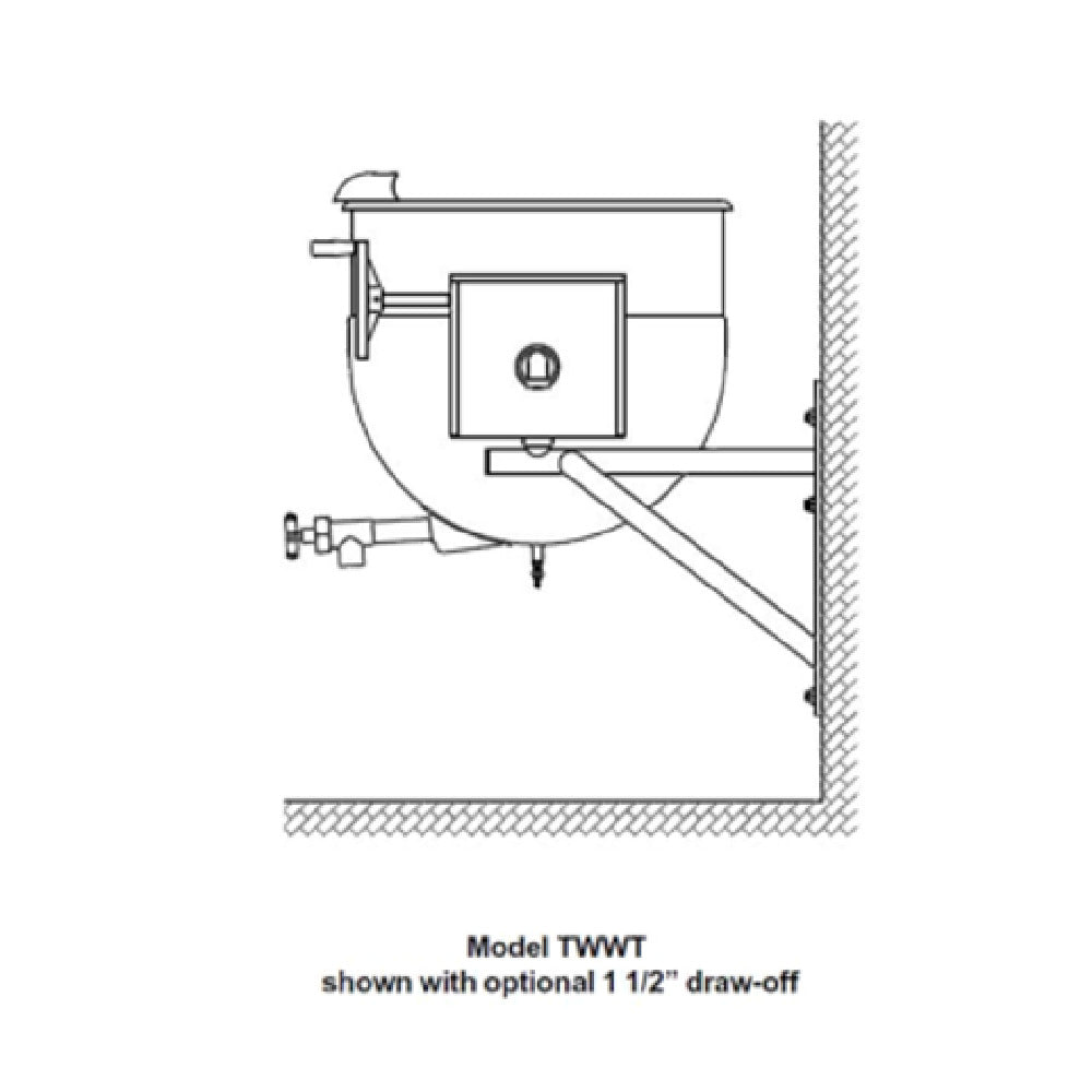 Legion TWWT-50MV Direct Steam Tilting Wall-Mount Kettle With Mixer 50-gallon