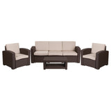 Flash Furniture DAD-SF-113R-CBN-GG Chair Sofa And Table Set Faux Rattan