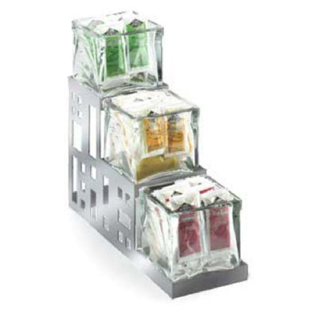 Cal Mil 1604-55 Squared Jar Display 4"W X 12"D X 10-1/2"H Three Step