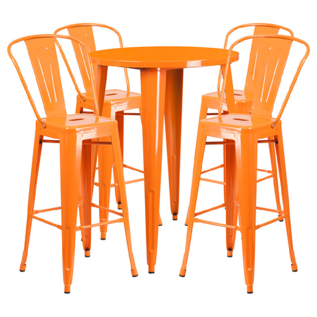 Flash Furniture CH-51090BH-4-30CAFE-OR-GG Table And Bar Stool Set Includes (1) 30" Dia. X 41"H Table