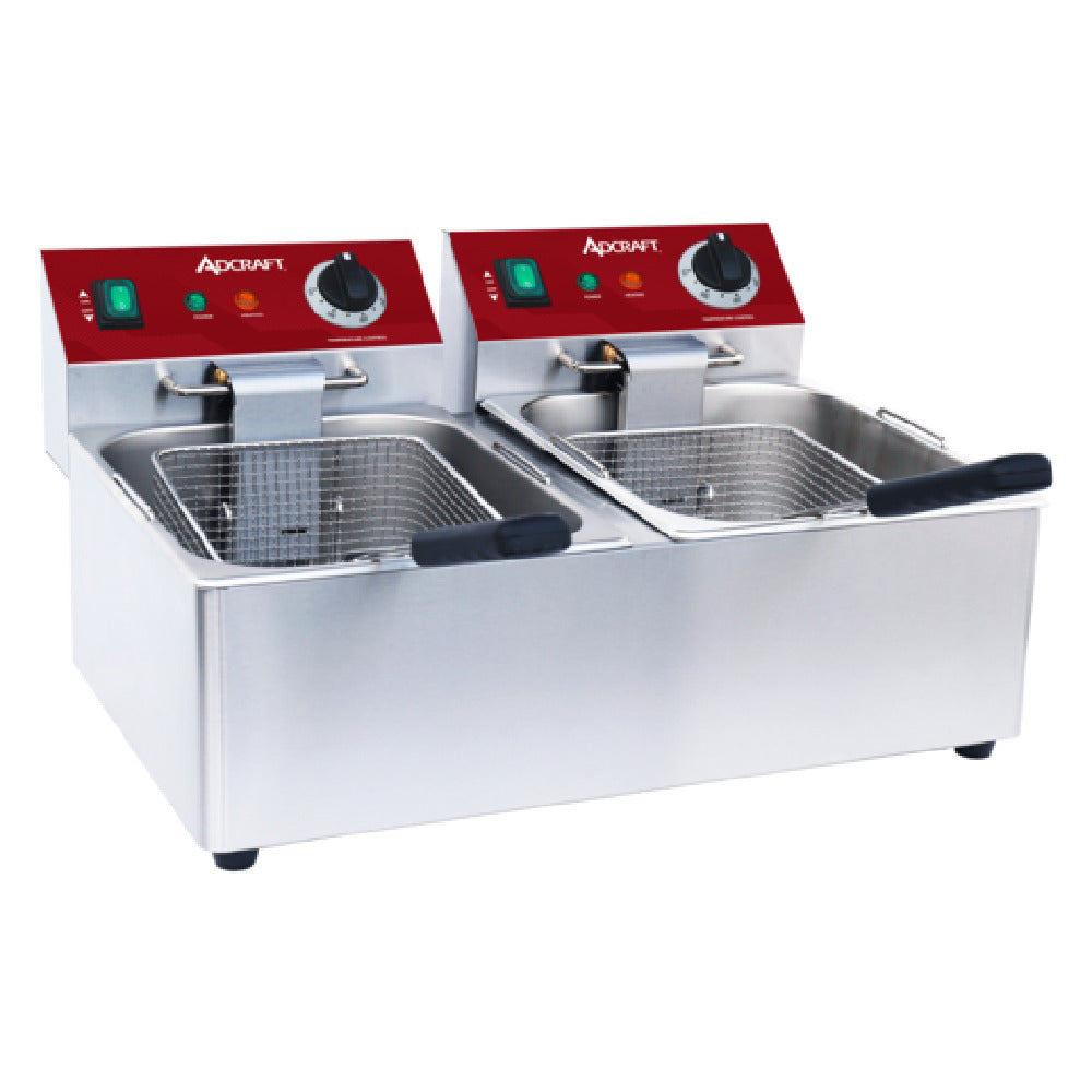 Admiral Craft DF6L2S Adcraft Dual Tank Electric Deep Fryer Countertop 21.57" X 16.09" X 11"