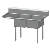 SPG 2N1618-LD18 - Universal Stainless Sink, Two Compartment, 18" Left-hand Drainboard
