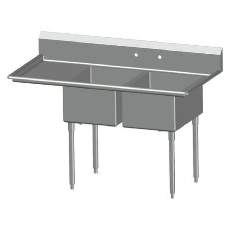 SPG 2N1618-LD18 - Universal Stainless Sink, Two Compartment, 18" Left-hand Drainboard