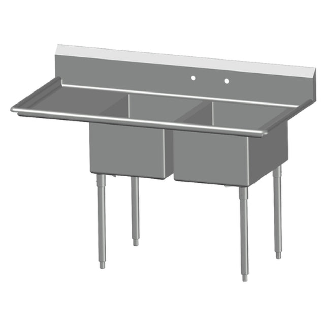 SPG 2N24-LD24 - Universal Stainless Sink, Two Compartment, 24" Left-hand Drainboard