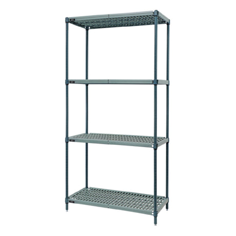 Quantum WR86-2148WPM Wire Plastic Mat Shelving Unit Stationary 4-tier