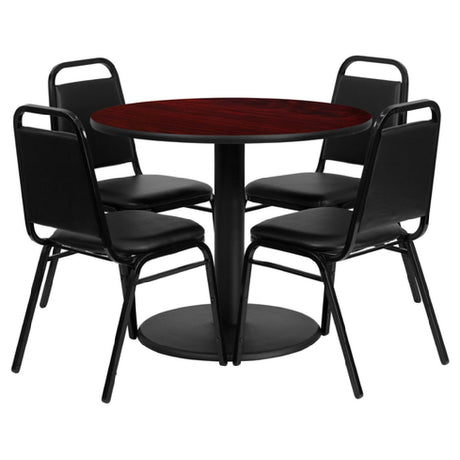 Flash Furniture RSRB1002-GG Table And Banquet Chair Set Includes (1) 36" Dia. X 30"H Table