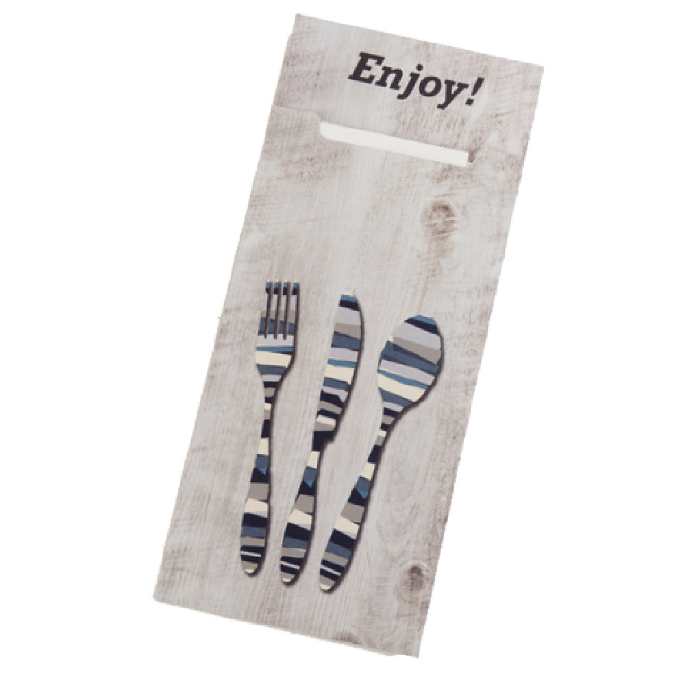 Dinex DXCTCADS1041 Cutlery Caddy Paper Sleeve Pre-loaded With 2-ply 13" X 13" Napkin