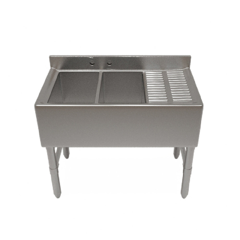 NBR Equipment UW-2-101410-48R Slim-Line Underbar Sink Unit Two-compartment 48"W X 18-1/4"D X 32-1/2"H Overall Size