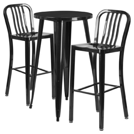 Flash Furniture CH-51080BH-2-30VRT-BK-GG Table And Bar Stool Set Includes (1) 24" Dia. X 41"H Table