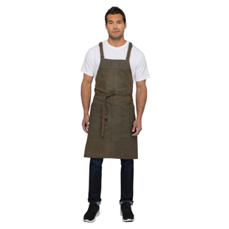 Chef Works ABX01BTP0 Uptown Bib Apron 34"L X 30"W Adjustable Cross Back Ties With Snap