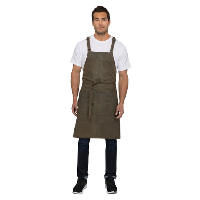 Chef Works ABX01-BTP-0 Uptown Bib Apron 34"L X 30"W Adjustable Cross Back Ties With Snap