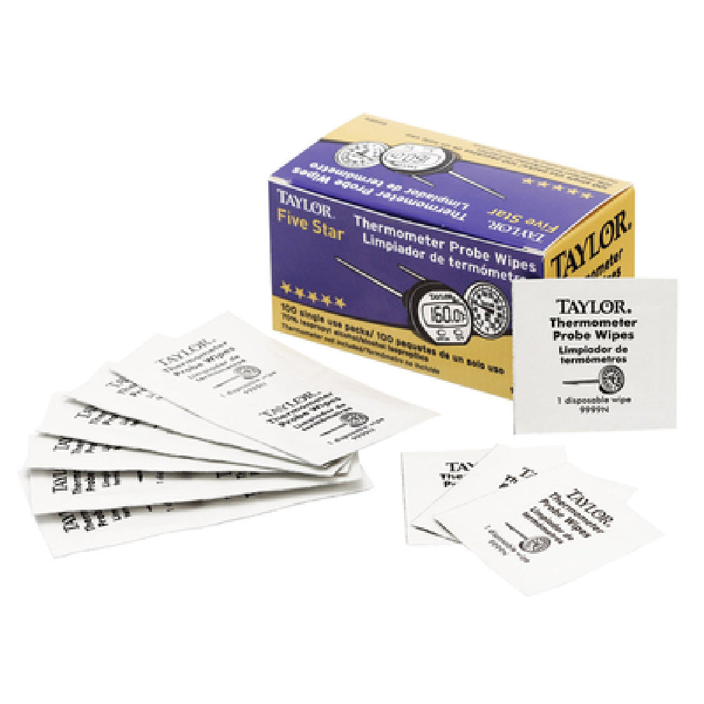 Taylor 9999N HACCP Probe Wipes 70% Isopropyl Alcohol (10 Boxes Per Case 100 Single Use Wipes Per Box)