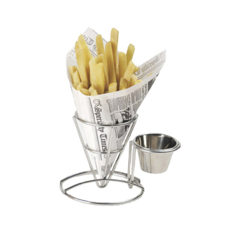 GET Enterprises 4-880164 Fry Cone Basket 3-3/4" Dia. X 5"H With (1) 3-3/4" Dia. Condiment Cup Holder