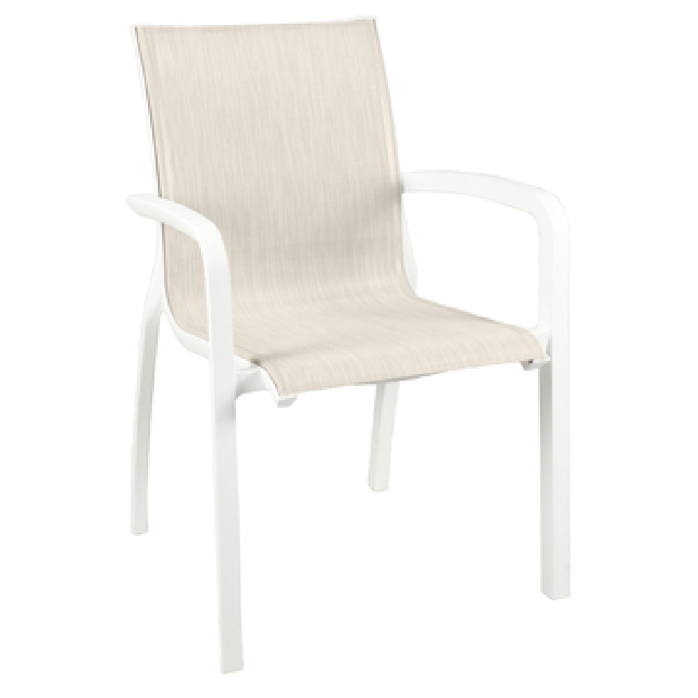 Grosfillex UT011096 Sunset Stacking Armchair Designed For Outdoor Use Textilene Fabric Sling