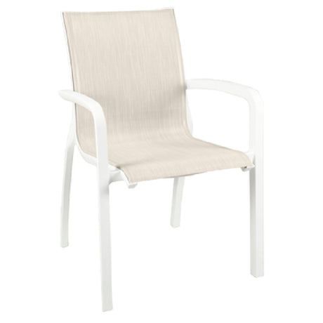 Grosfillex UT011096 Sunset Stacking Armchair Designed For Outdoor Use Textilene Fabric Sling