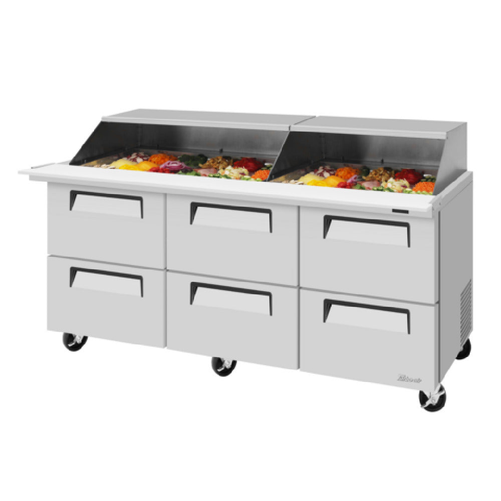 Turbo Air TST-72SD-30-D6-N-SL Super Deluxe Sandwich/Salad Mega Top Unit With Slide-Back Lid