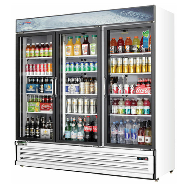 Everest Refrigeration EMSGR69 Reach-In Glass Door Merchandiser Refrigerator Three-section