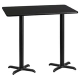 Flash Furniture XU-BLKTB-3060-T2222B-GG Table 60"W X 30"D X 43-1/8"H Bar Height