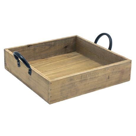 FOH SPT059NAW21 Rustic Wood™ Serving Tray Box 9-3/4" X 9-3/4" X 2-1/4" Square