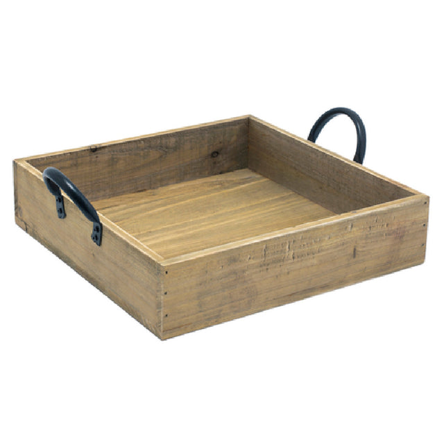 FOH SPT059NAW21 Rustic Wood™ Serving Tray Box 9-3/4" X 9-3/4" X 2-1/4" Square