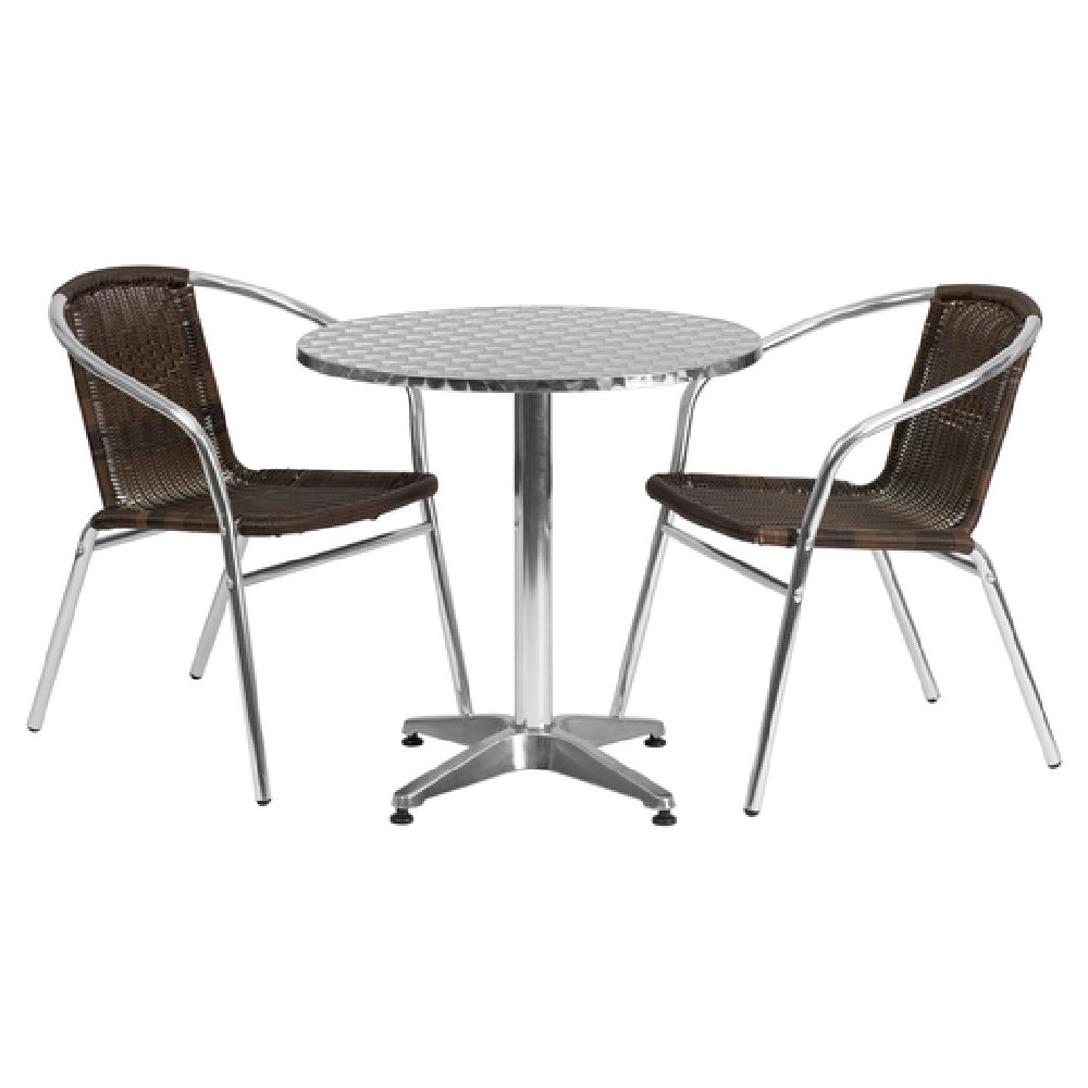 Flash Furniture TLH-ALUM-28RD-020CHR2-GG Table & Chair Set Includes (1) 27-1/2" Dia. X 27-1/2"H Table