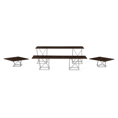 FOH BST014MUM28 Buffet Essentials Twist Black Bamboo On Silver Includes Two BRI005BCI28 Twist Risers Set Of 3 Silver