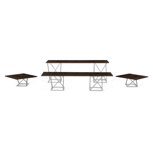 FOH BST014MUM28_ Buffet Essentials Twist Black Bamboo On Silver Includes Two BRI005BCI28 Twist Risers Set Of 3 Silver