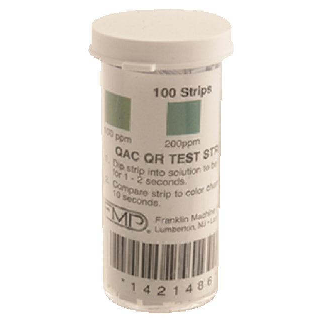 Franklin Machine Products 142-1486 Litmus Test Strips For Quaternary Ammonia Compounds " QUAT" Waterproof Vial With Color-coded Test Chart (100 Strips Per Pack)