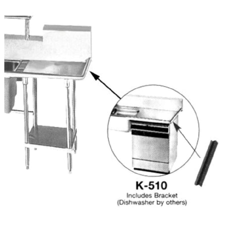 Advance Tabco K-510 Prepare Sink For Undercounter Dishwasher. (24" Drainboard Or Larger) (per Sink)