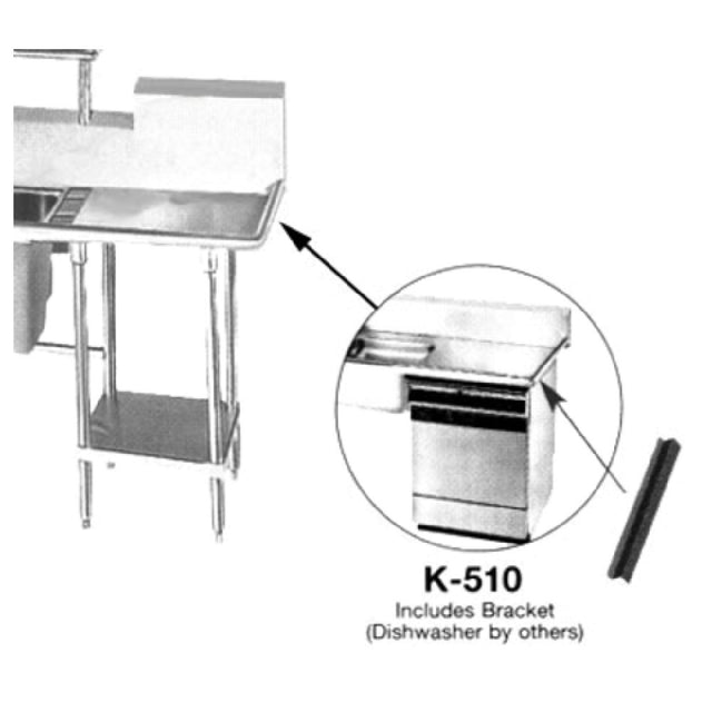 Advance Tabco K-510 Prepare Sink For Undercounter Dishwasher. (24" Drainboard Or Larger) (per Sink)