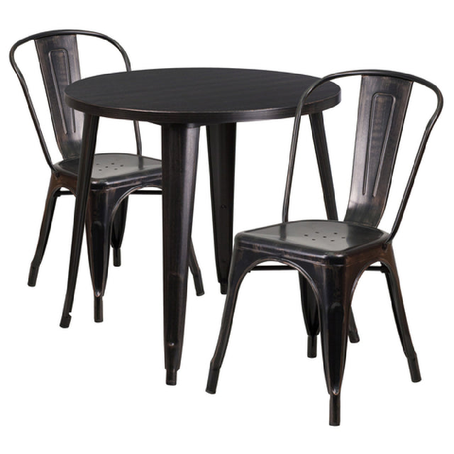 Flash Furniture CH-51090TH-2-18CAFE-BQ-GG Table And Chair Set Includes (1) 30" Dia. X 29-1/2"H Table