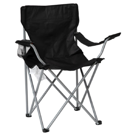 Flash Furniture JJ-CC303-BK-GG Quad Folding Camping And Sports Chair With Armrest Cupholder Portable Black Indoor/Outdoor Fishing Chair With Extra Wide Carry Bag [JJ-CC303-BK-GG]