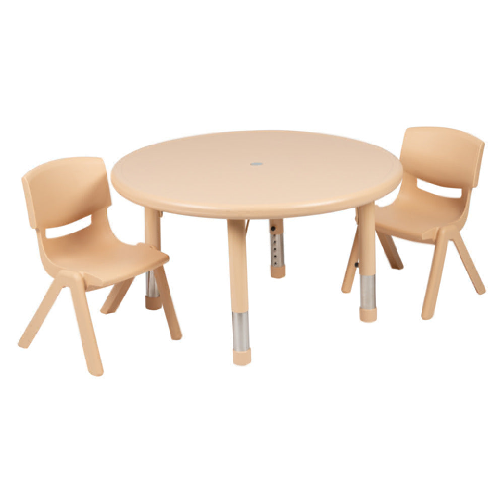 Flash Furniture YU-YCX-0073-2-ROUND-TBL-NAT-R-GG Preschool Activity Table Set Includes (1) Table: 33" Dia. X 14-1/2" 23-3/4" Adjustable Height