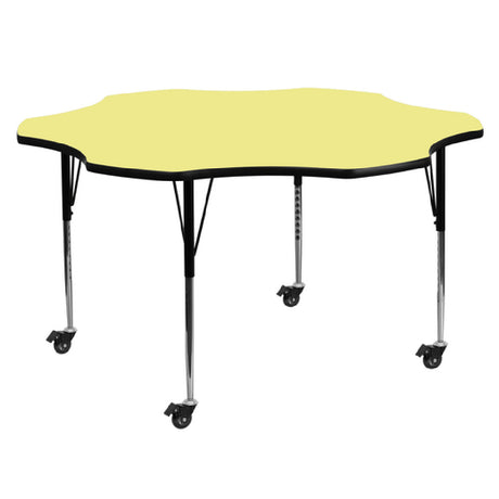 Flash Furniture XU-A60-FLR-YEL-T-A-CAS-GG Activity Table 60"W X 60"D X 22-1/4" To 30-2/5" Adjustable Height