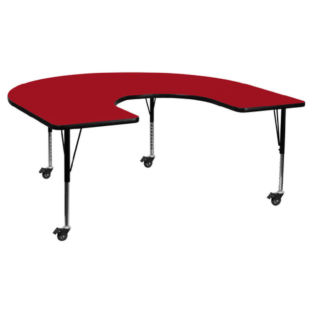 Flash Furniture XU-A6066-HRSE-RED-T-P-CAS-GG Activity Table 66"W X 60"D X 17-2/5" To 25-2/5" Adjustable Height