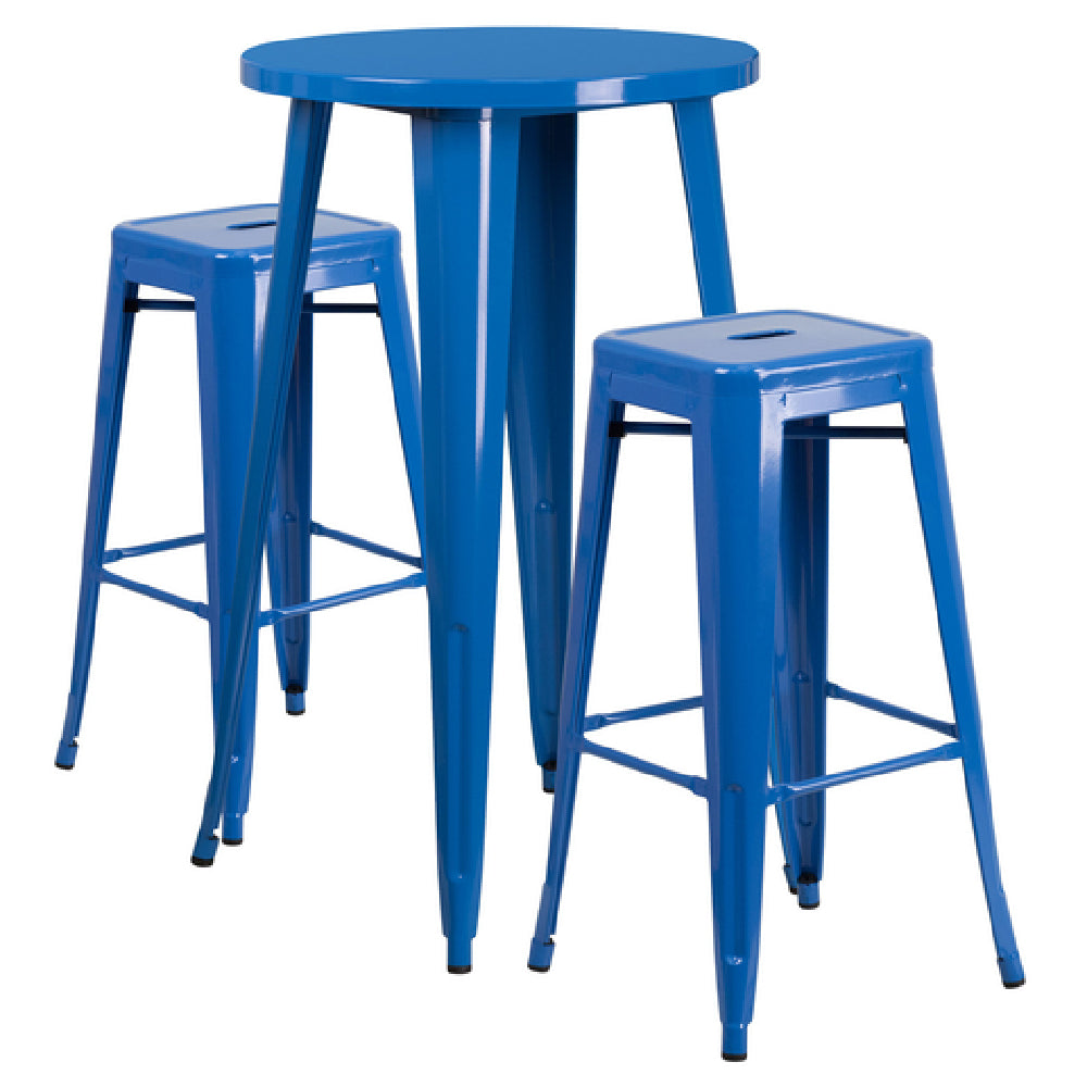 Flash Furniture CH-51080BH-2-30SQST-BL-GG Table And Bar Stool Set Includes (1) 24" Dia. X 41"H Table