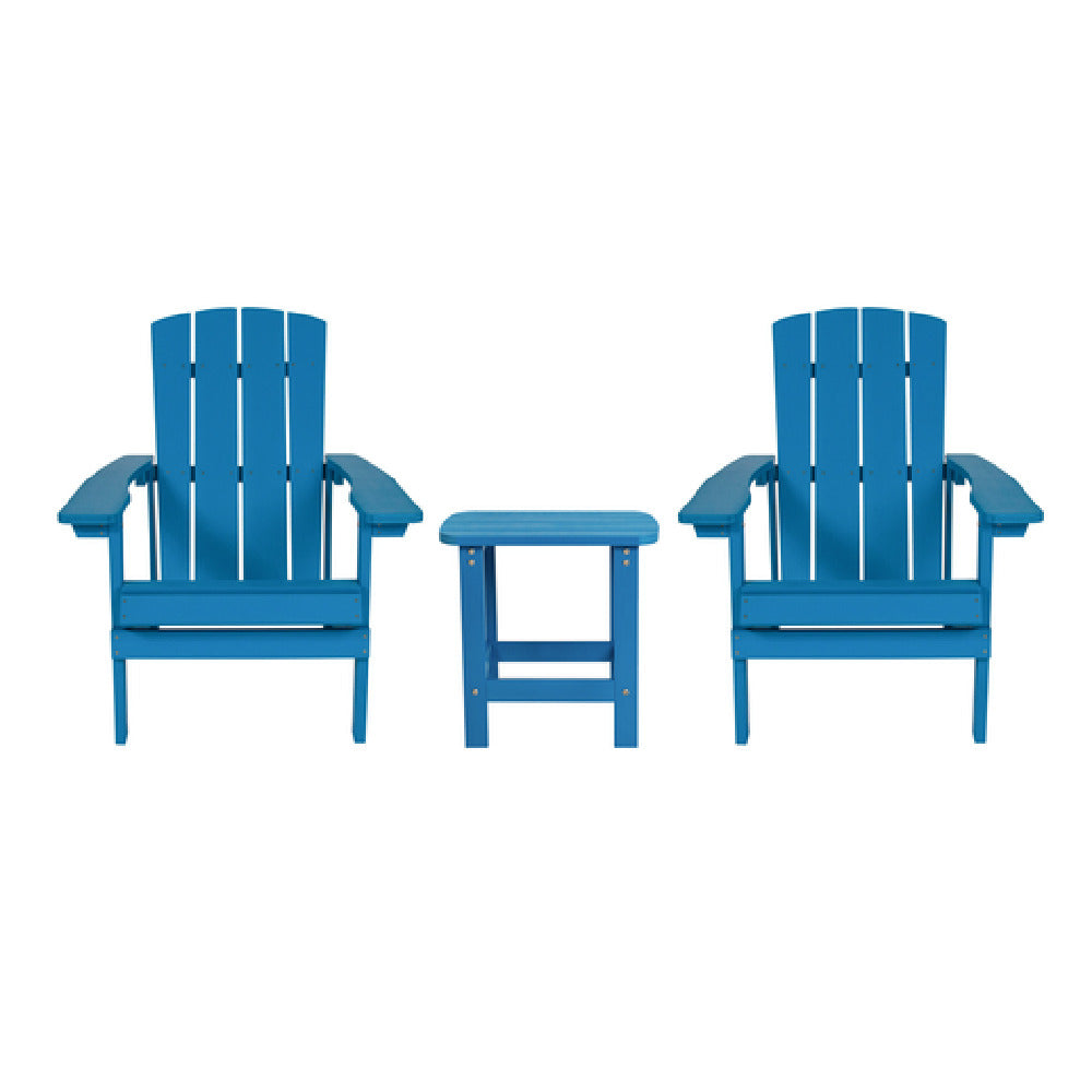 Flash Furniture JJ-C14501-2-T14001-BLU-GG Adirondack Chairs With Side Table (2) Chairs