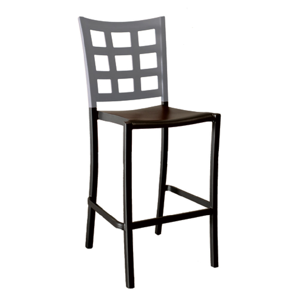 Grosfillex US640579 Plazza Stacking Barstool Window Back Design Aluminum Seat And Frame