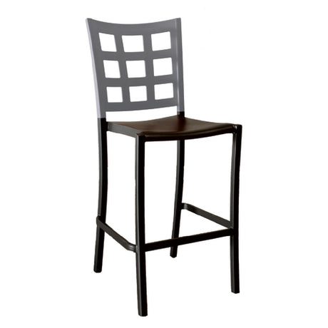 Grosfillex US640579 Plazza Stacking Barstool Window Back Design Aluminum Seat And Frame