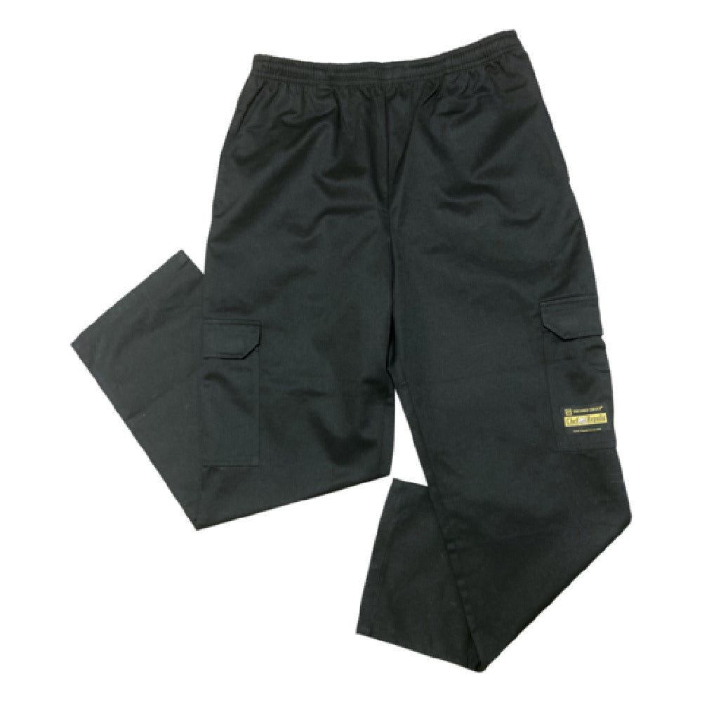 Thunder Group CP109BKS Chef Regalia Cargo Chef Pants Small 65/35 Poly/cotton