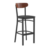 Flash Furniture XU-DG6V6BV-WAL-GG Wright Bar Stool 500 Lb. Weight Capacity Black Vinyl Upholstered Seat