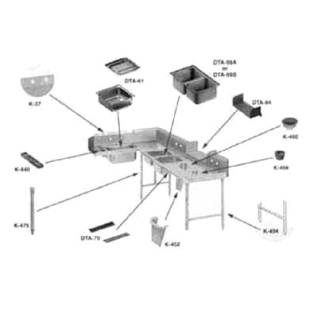 Advance Tabco DTA-76 Move Pre-rinse Sink To Conform To Dish Machine Requirements