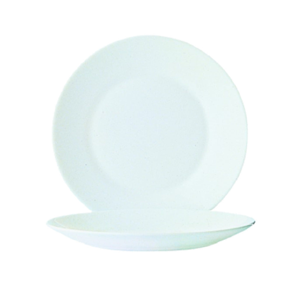 Arc Cardinal 29337 Arcoroc Restaurant White Rim Plate (D:8.75'') Fluorosilicate Opal Glass